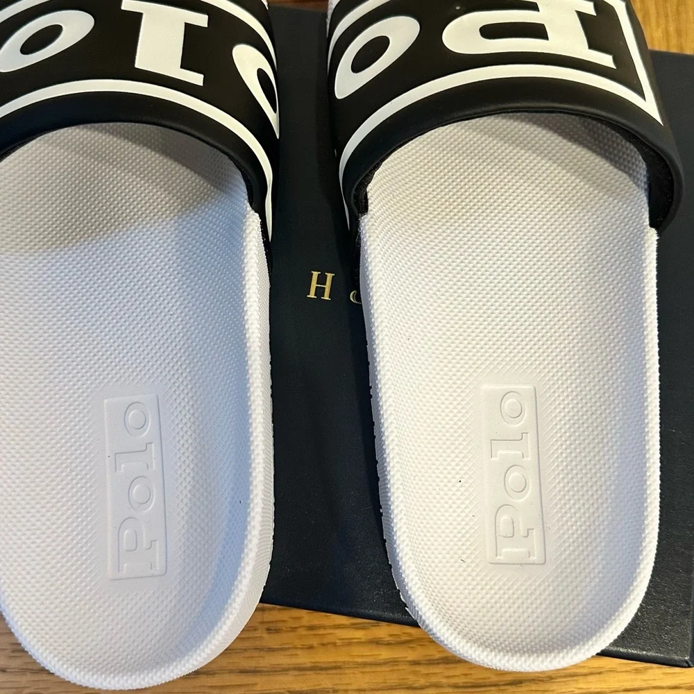 Mens Polo by Ralph Lauren Black and White Sandals